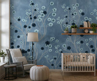 Flower canopy wall mural in home office, calm modern backdrop