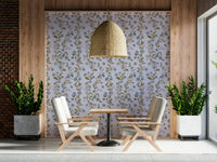 Blue Blossom Trail peel stick wallpaper pastel purple backdrop wildflower design