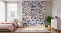 Detailed blue plant illustrations forming a gentle botanical wall design.