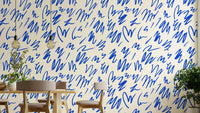 Blue Marker Wallpaper on a living room wall

