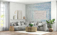 A calming abstract design wallpaper mural that defines a space.
