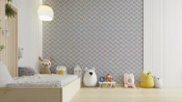 Tropical blue chunky plant wallpaper with jewel-toned accents

