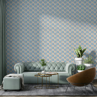 Exotic blue chunky plant wallpaper with vibrant jungle jewel motifs


