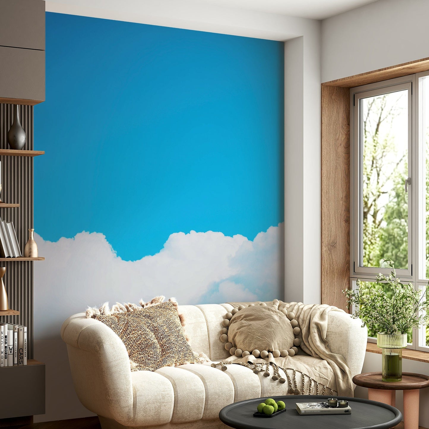 A contemplative cloudscape wallpaper mural for a feature wall.

