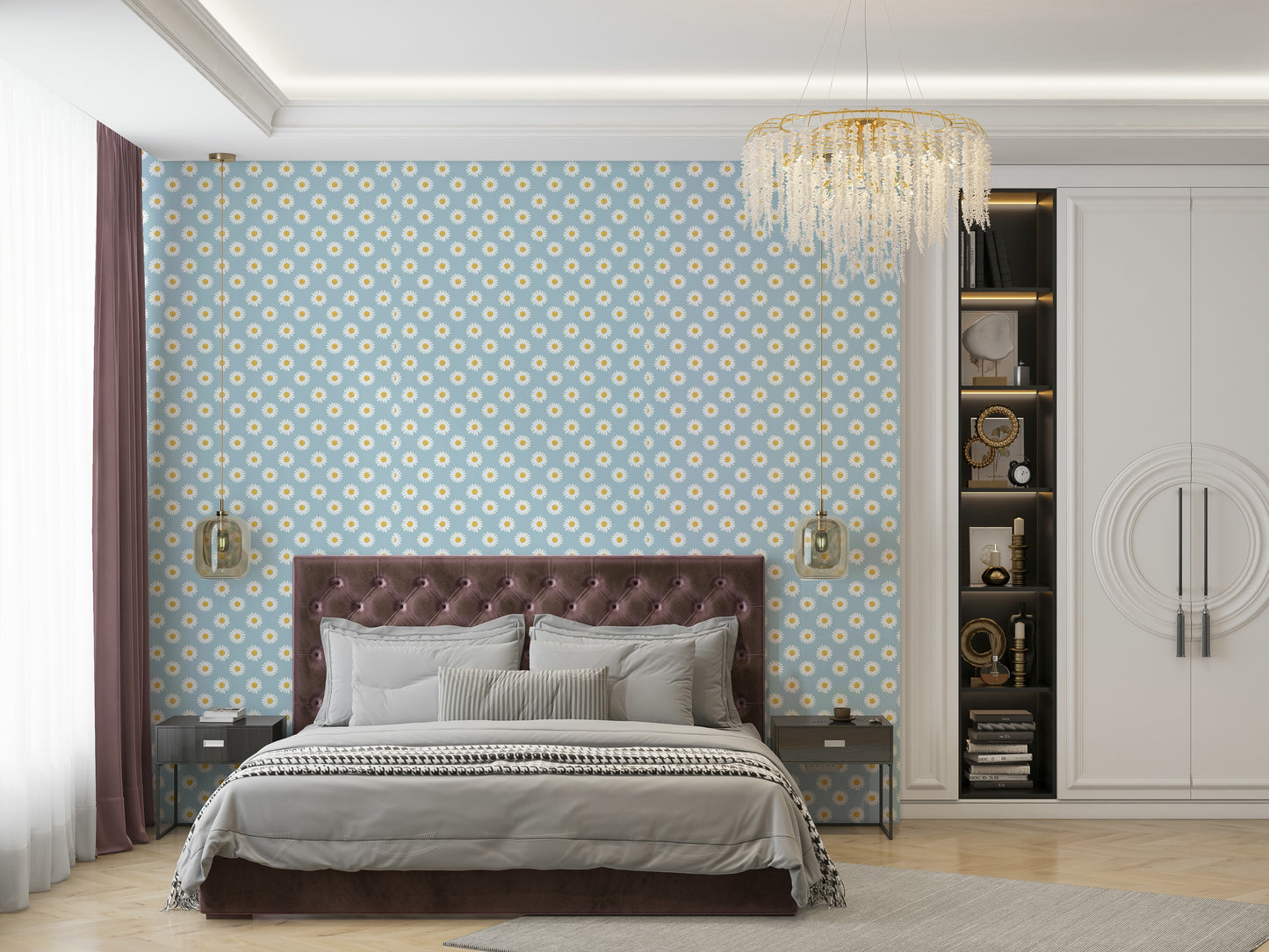 The design has a very polished and luxurious effect on the space.

