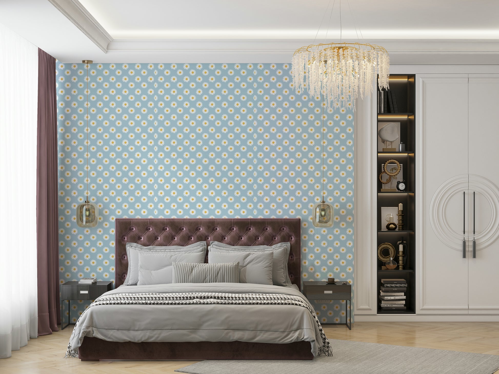 The design has a very polished and luxurious effect on the space.

