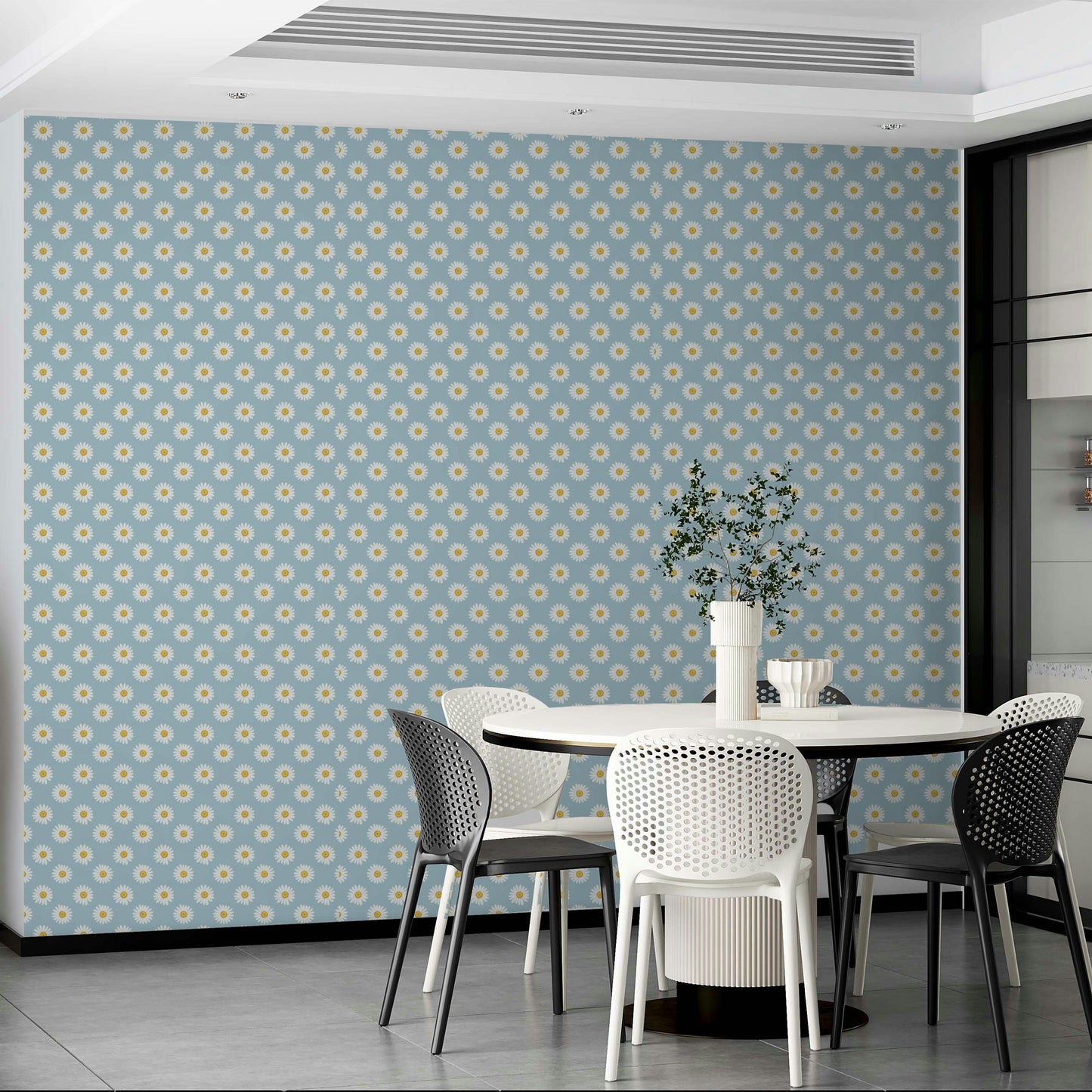 The room's lighting highlights the peaceful feel of the pattern.

