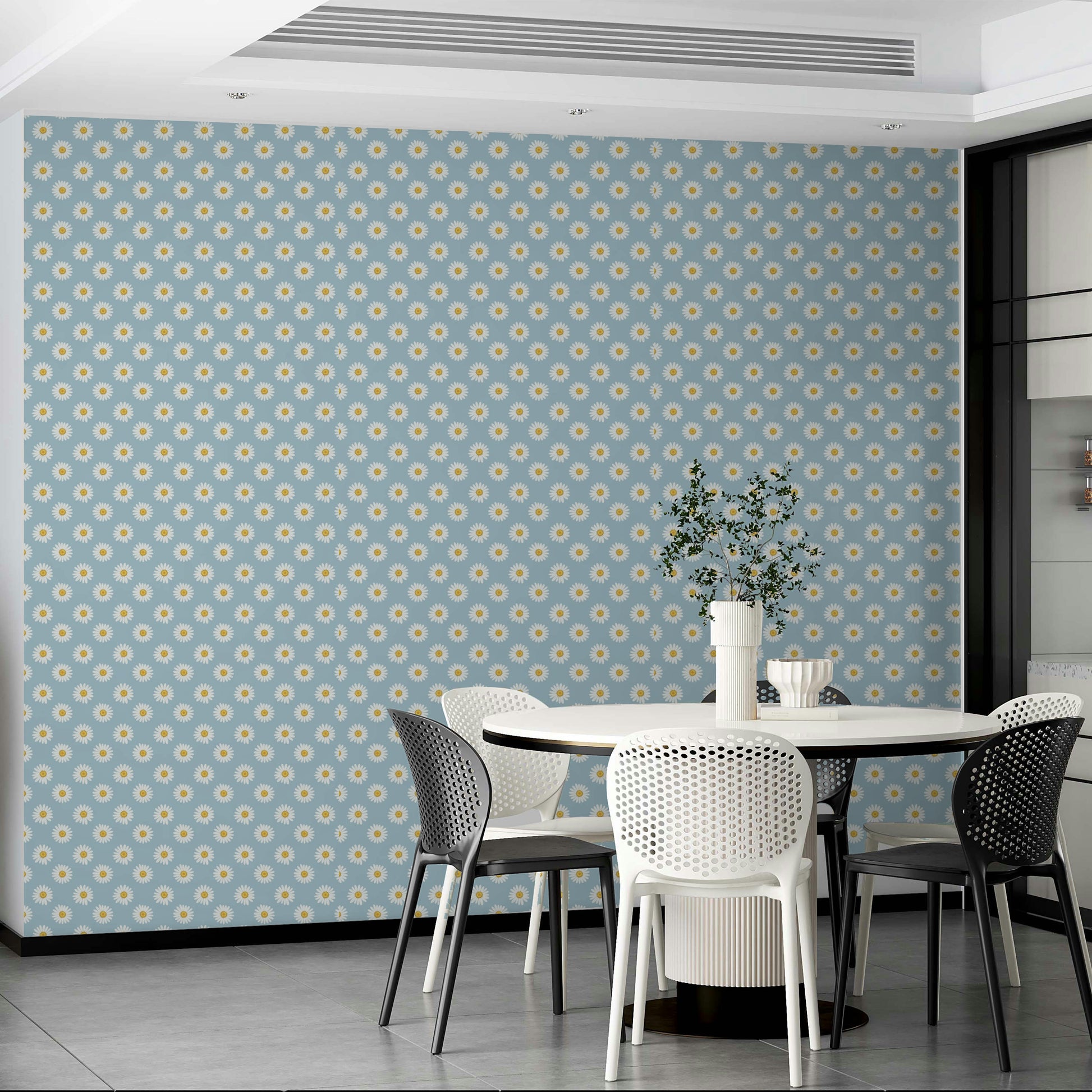 The room's lighting highlights the peaceful feel of the pattern.

