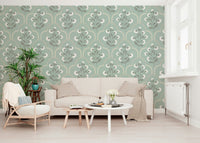Arched Floral Elegance wall covering, chic bathroom or bedroom decor.