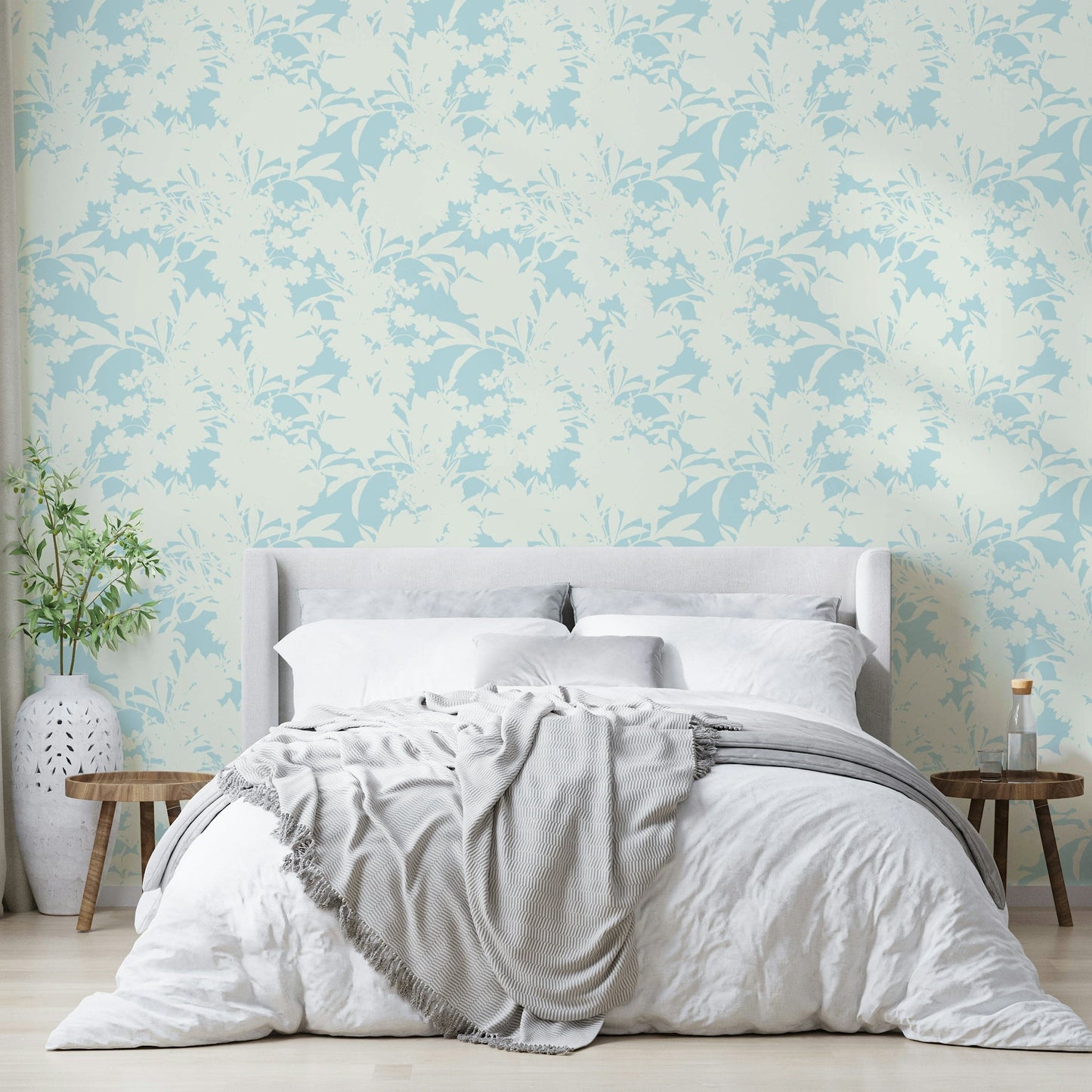 Custom bright floral wallpaper