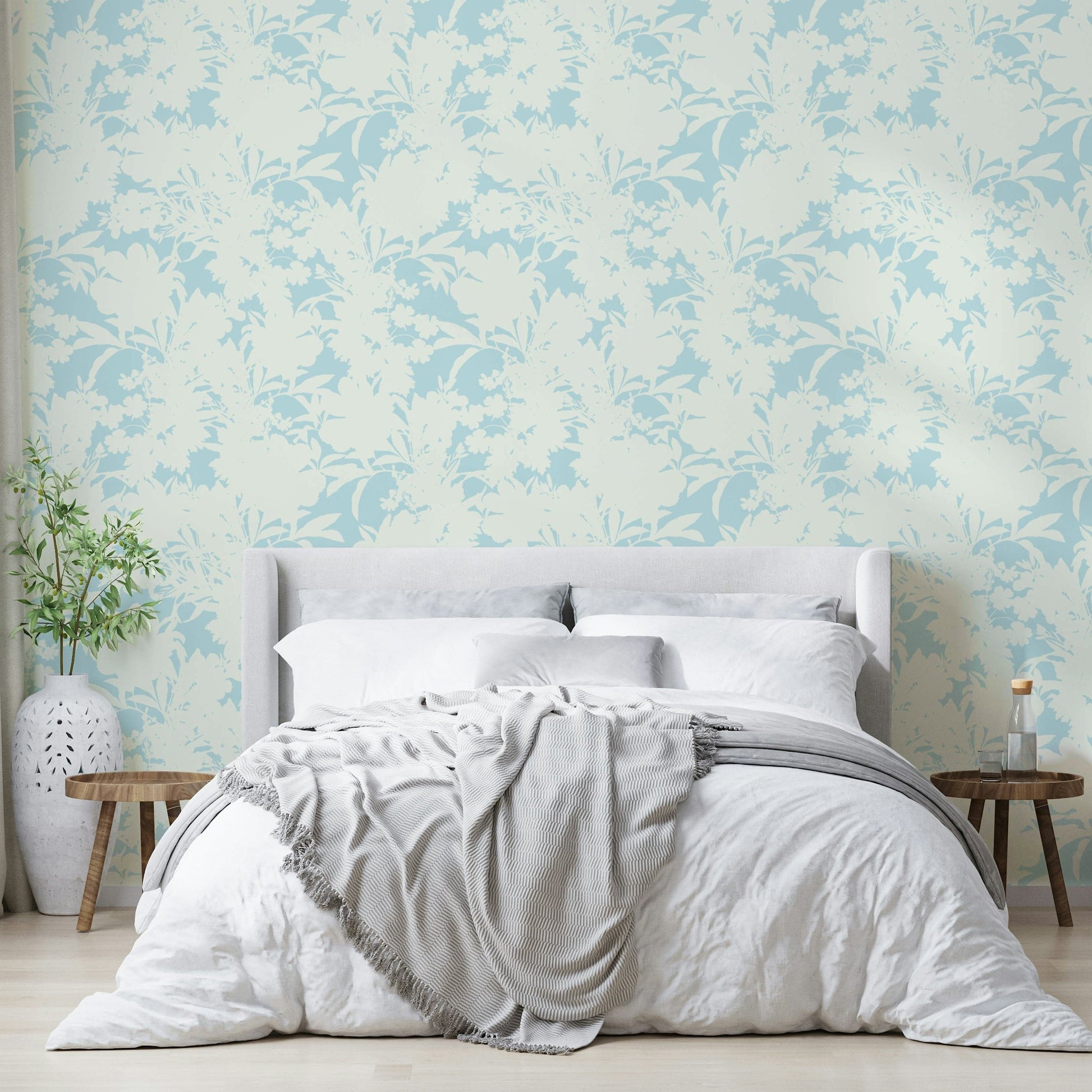 Custom bright floral wallpaper