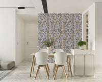 Elegant leafy branch Blue Blossom Trail wallpaper indigo bloom nursery art