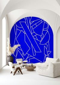 A calming abstract design wallpaper mural that defines a space.