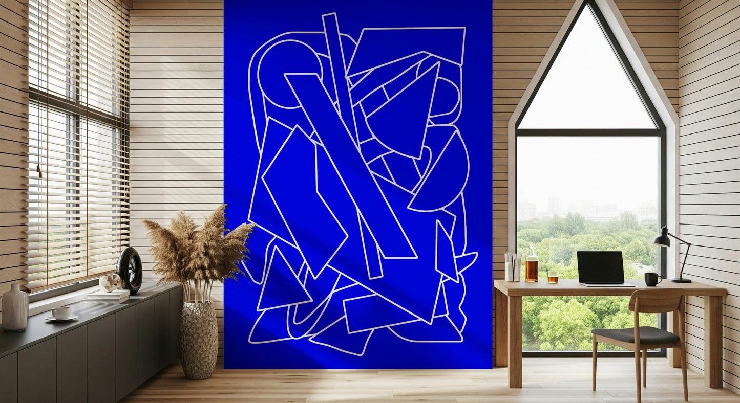 A graceful subtle pattern wall mural in cool, tranquil tones.