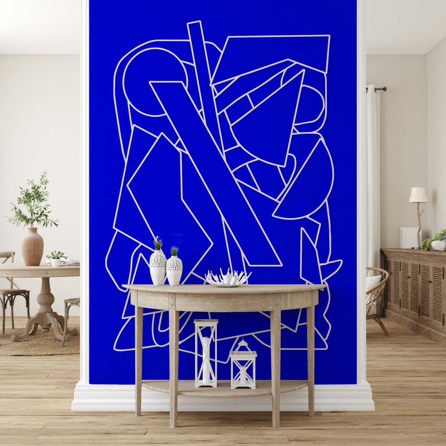 A beautiful subtle blue wallpaper mural with a watercolor texture.