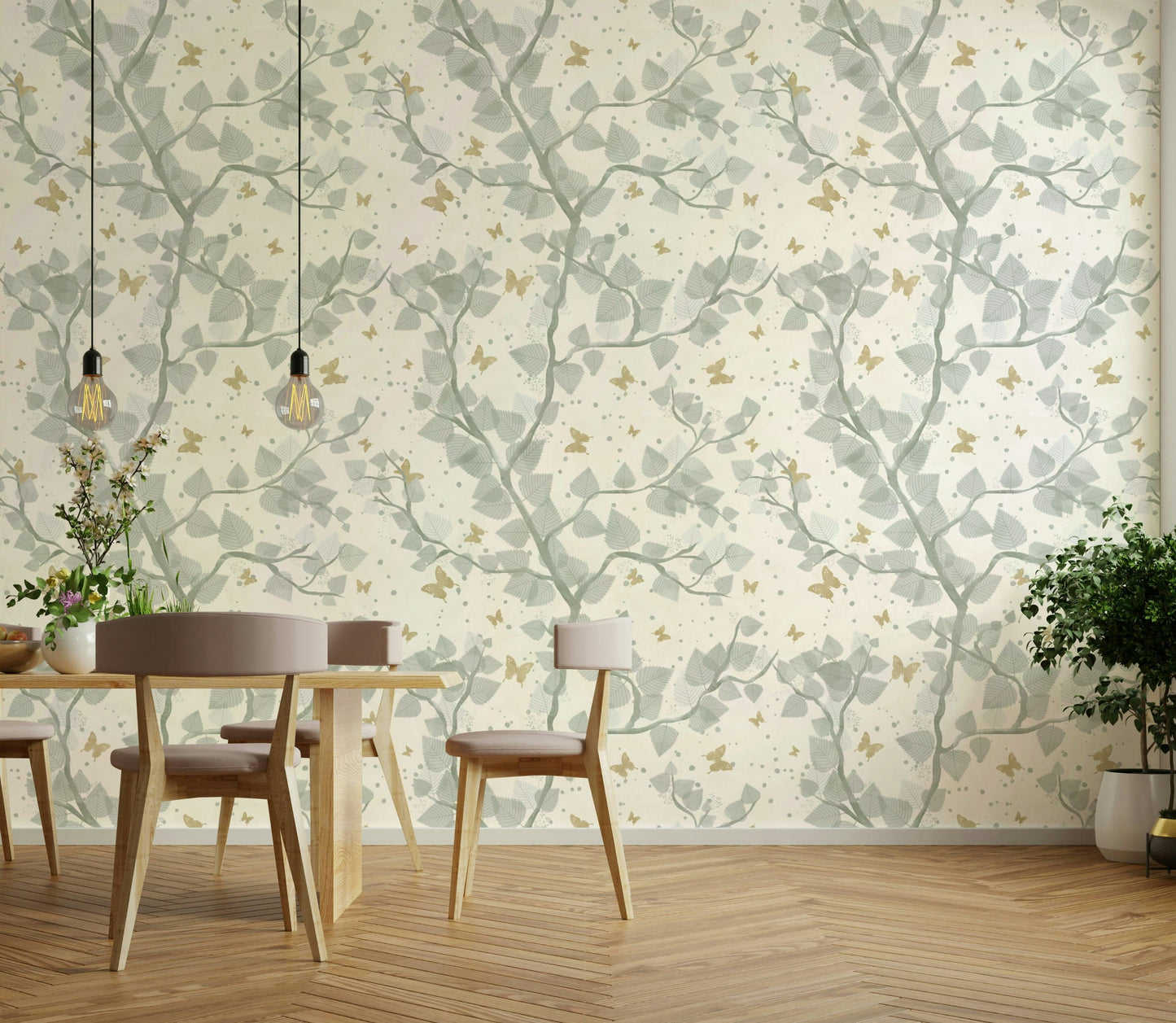 Ethereal and gentle wallpaper with a gold and blue color palette.

