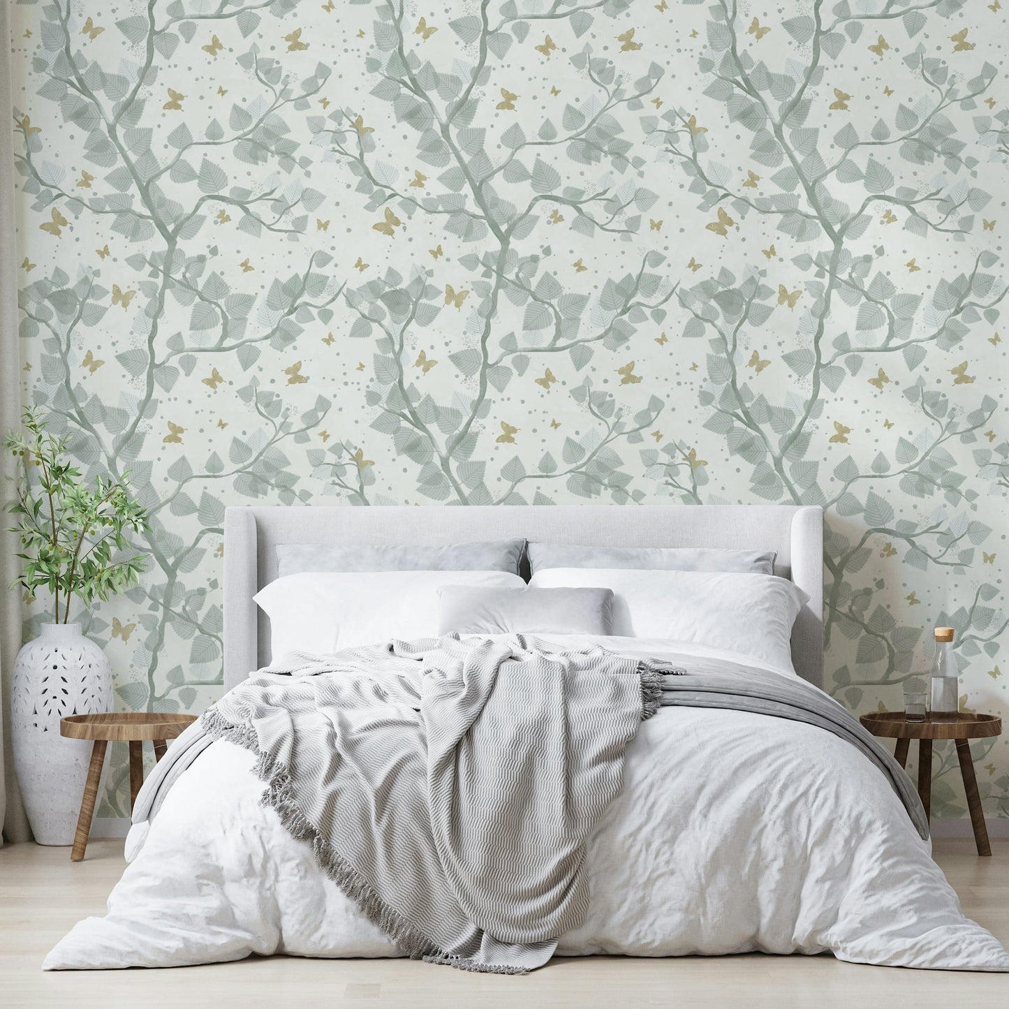 Soft, watercolor-style wallpaper design with a natural theme.

