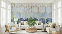 A calming modern pattern wallpaper mural that defines a space.