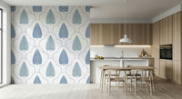 Graceful Blue Botanic Arbor wallpaper, detailed traditional pattern.