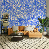 An interior with a soft and peaceful accent wall

