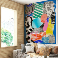 Serene wall mural with calming shades of blue, perfect for any room


