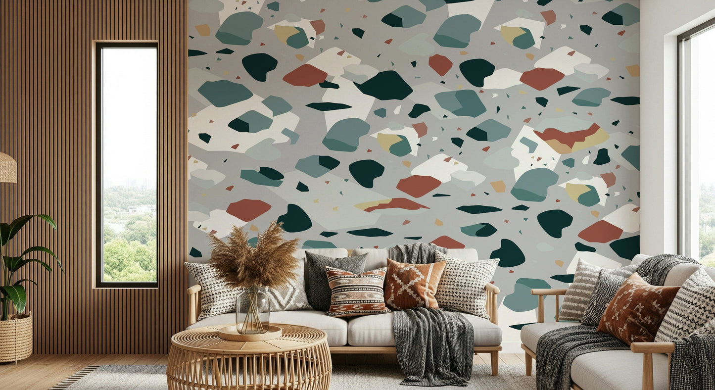 An artistic minimalist form mural for home decor.