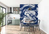 A calming water movement wallpaper mural that defines a space.

