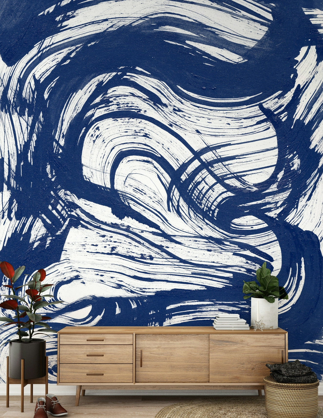 A beautiful calm ocean wallpaper mural with subtle waves.

