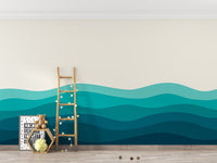 High contrast blue ocean wave wallpaper mural for feature walls.