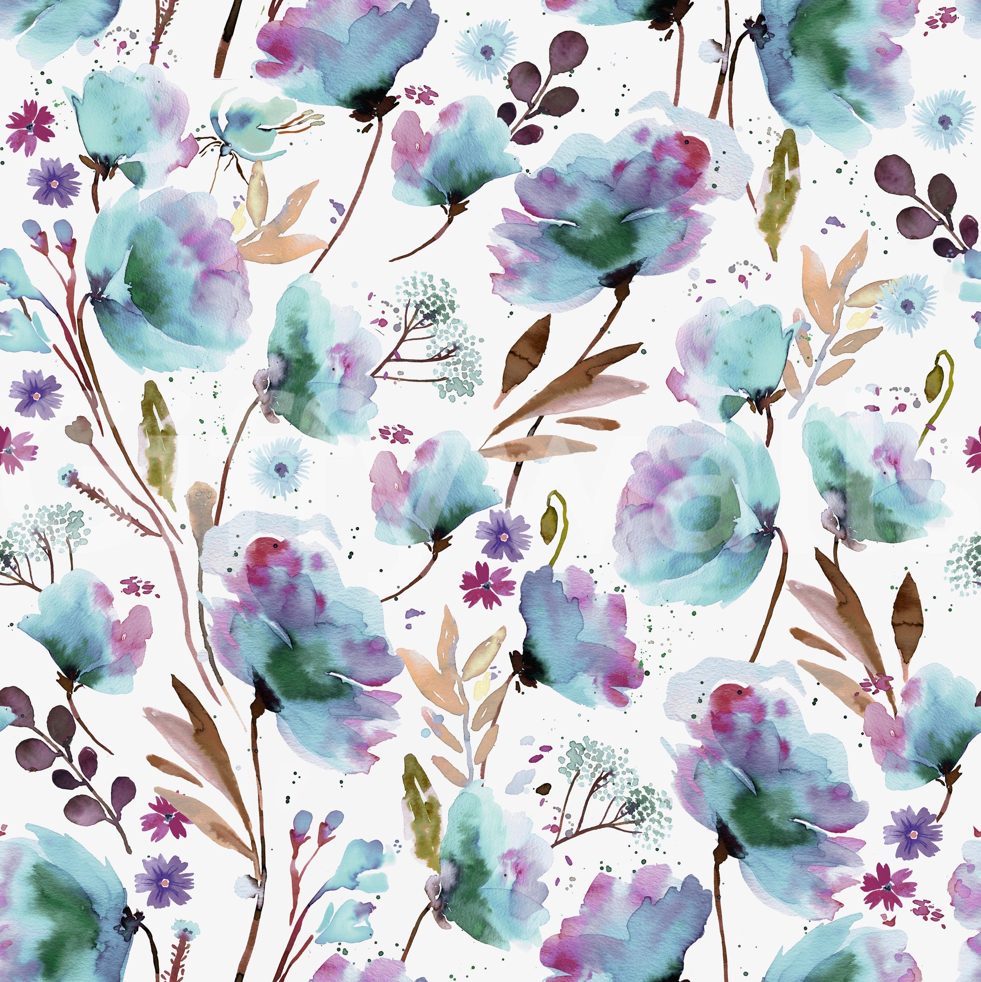 Abstract nature theme with poppies in soft hues

