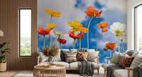 Lively meadow flowers wall mural in bright light