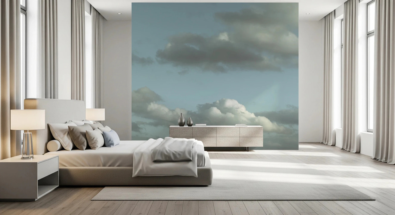 Blue Sky Wall Mural for a serene bedroom wallpaper.