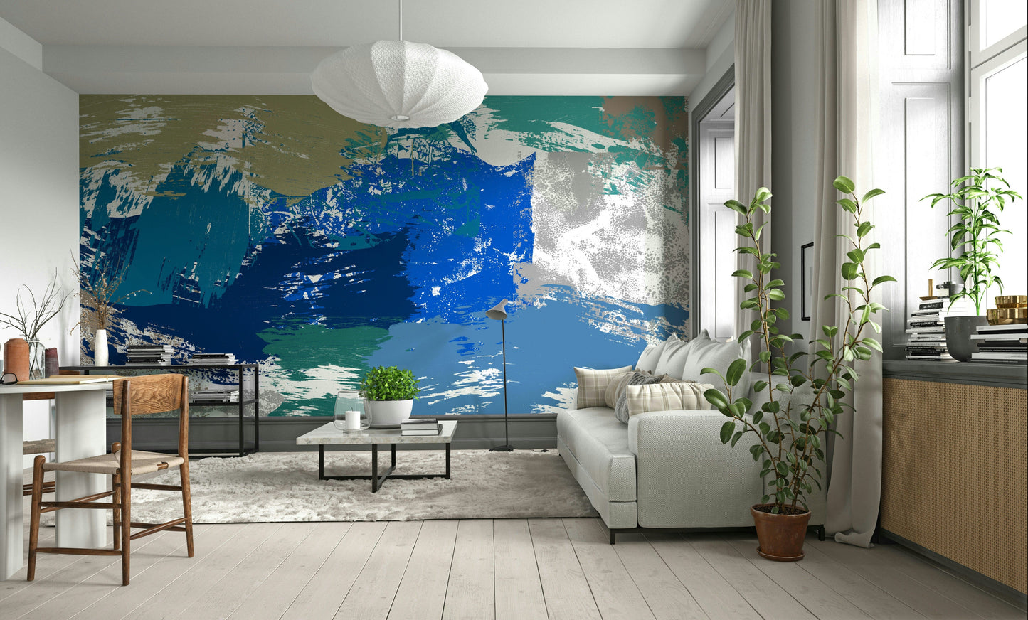 A peaceful artistic texture mural on decorative wallpaper.

