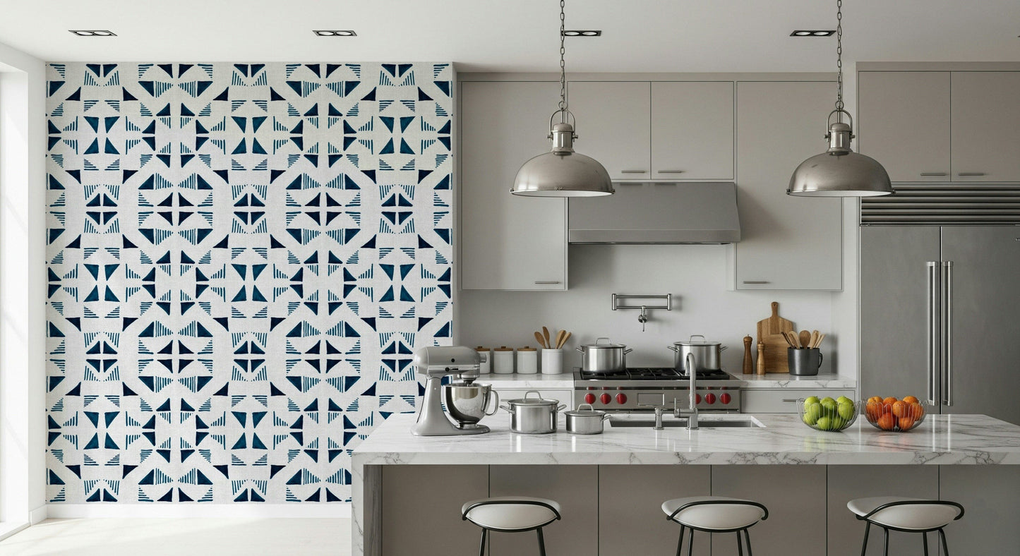 Triangles Composition Blue Wallpaper — modern design in soothing blue and neutral tones.