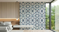 Triangles design wallpaper with overlapping triangles in teal, azure, and soft gray shades.