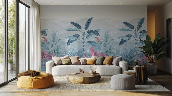 Vibrant rainforest wallpaper design
