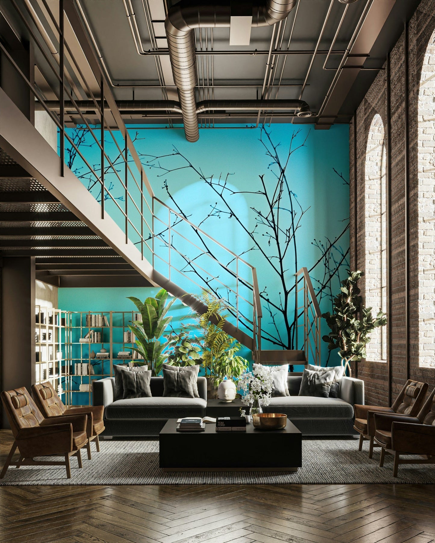 An artistic soft light mural on minimalist wallpaper.

