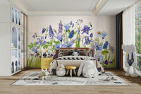 The wallpaper is perfect for a peaceful space.

