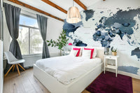 Ocean-inspired world map wallpaper

