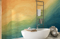 Blue & Yellow Watercolor Ombre Wallpaper Mural - Giffywalls