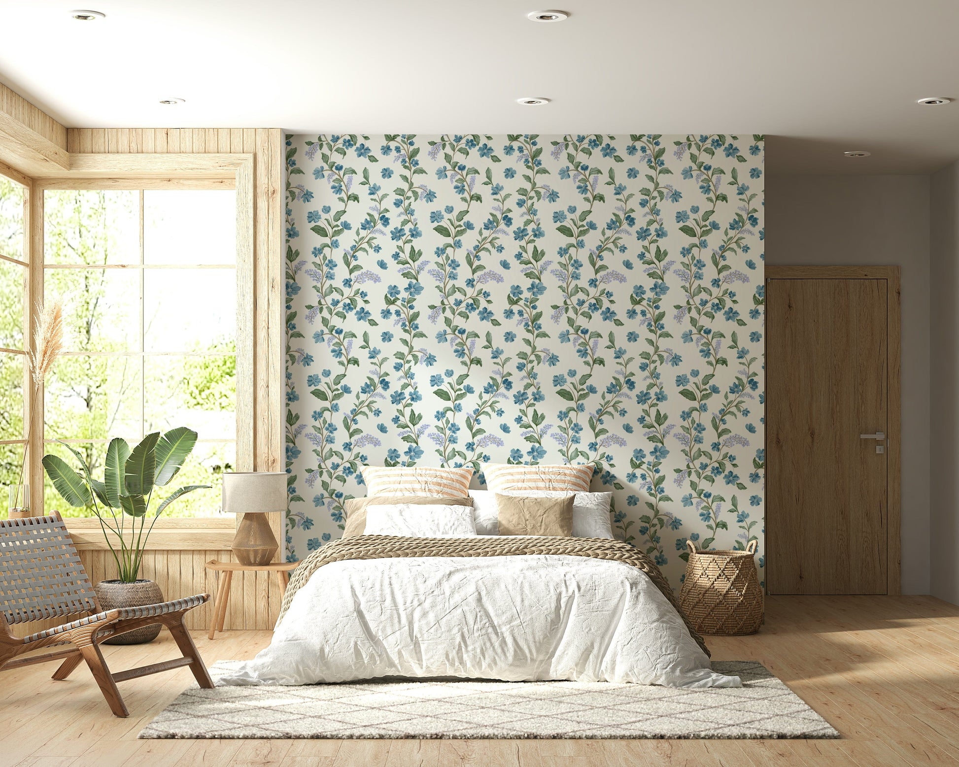 Charming Bluebell Bloom removable wallpaper delightful home décor element.