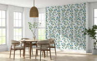 Cheerful Bluebell Bloom peel and stick wallpaper bright flower vine print.