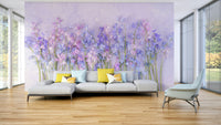 The mural shows a peaceful forest scene.

