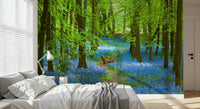 Studio wall decor featuring Azure Pathway Wall Mural, cool landscape scene and depth