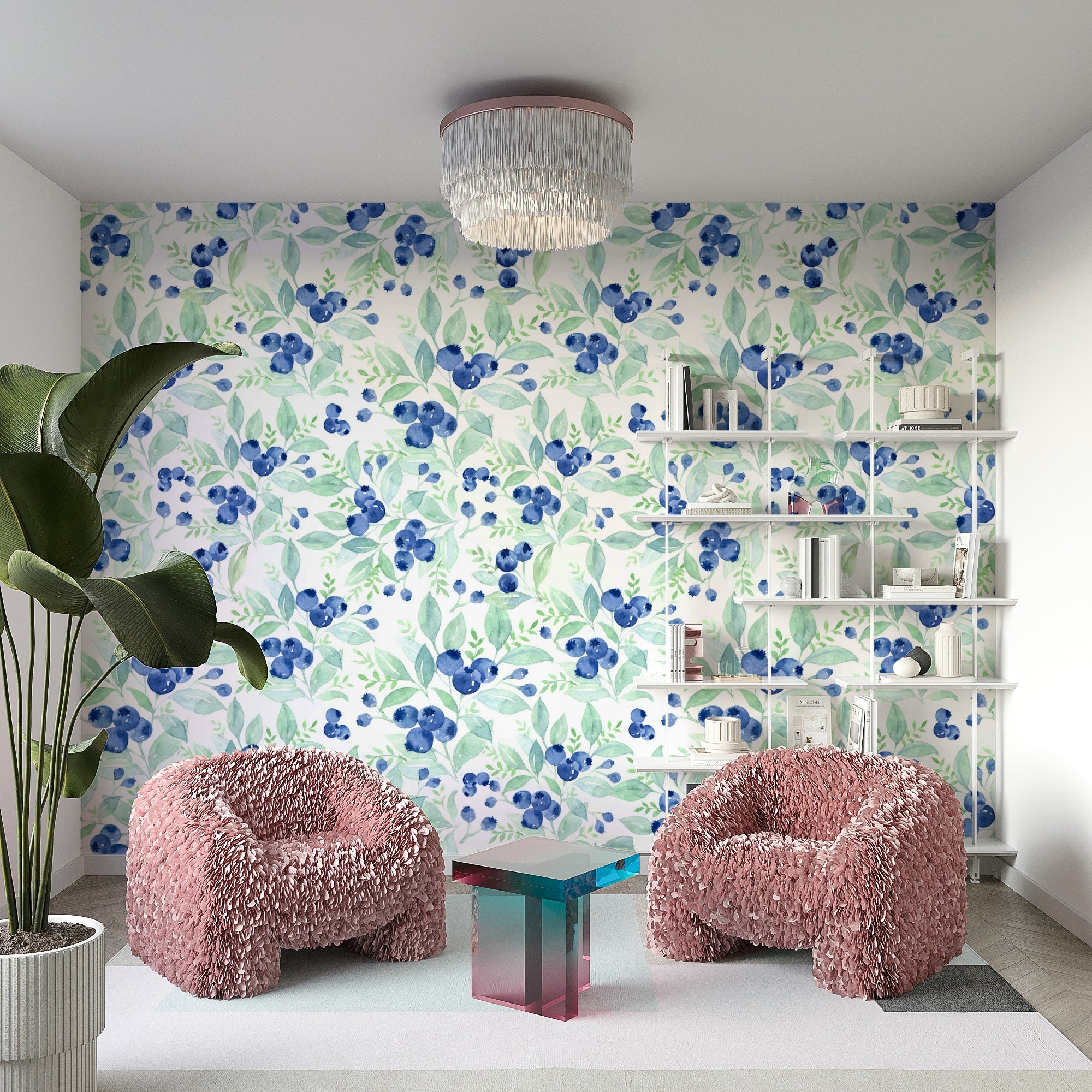 The mural has soft and gentle colors.

