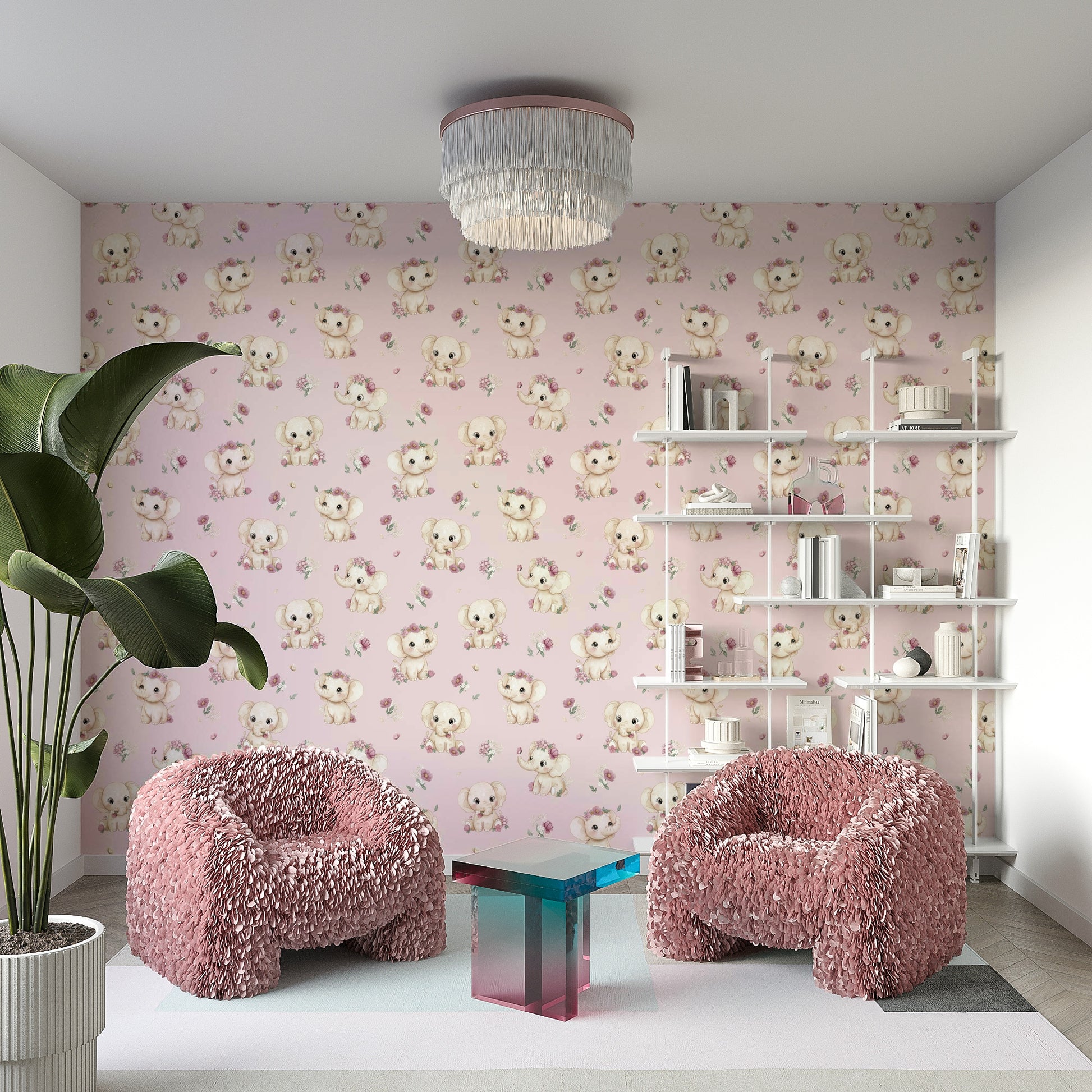 Soft pink floral wallpaper perfect for romantic interiors

