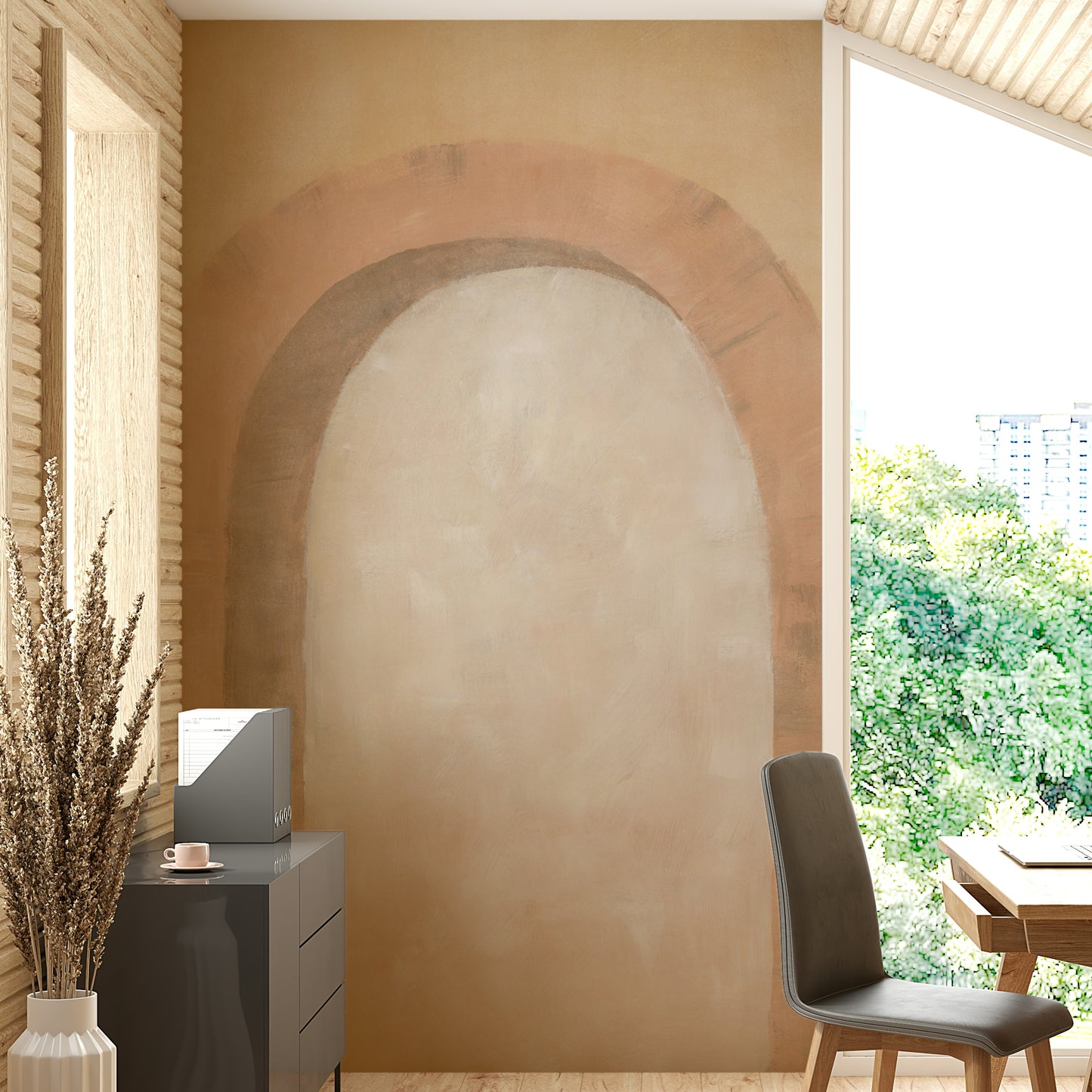 Minimal arch shapes in warm tones

