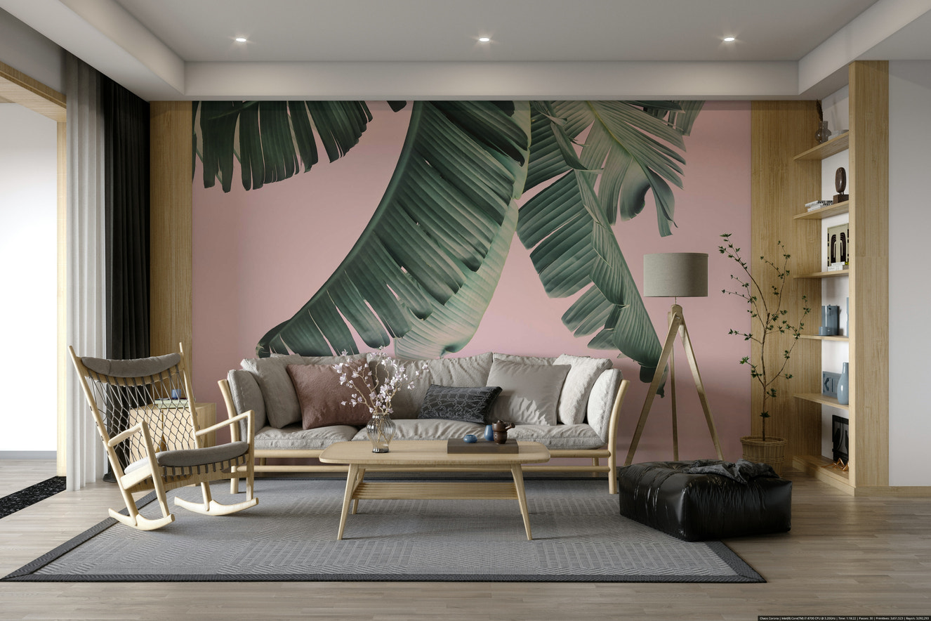 Blush & Banana wall mural with yellow and pink tones

