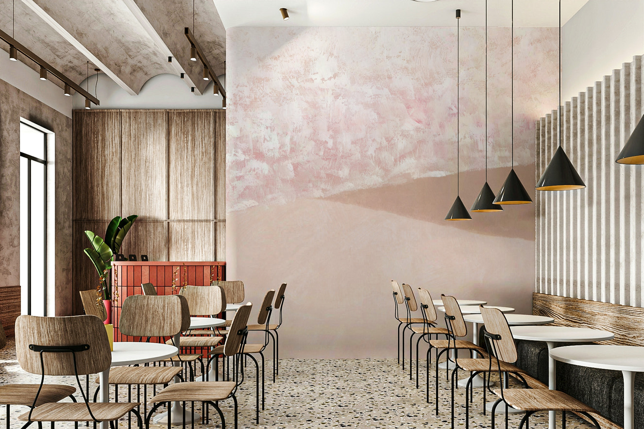 Blush beach-inspired wallpaper design

