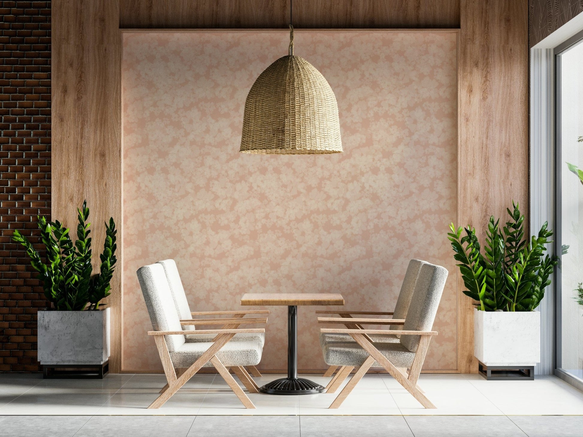 Wide perspective showing Blush Bloom Brushstrokes repeating design.